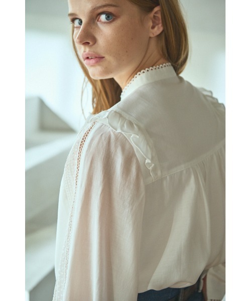 現行品 エステラケー Alila Blouse スタンドボーダーレースブラウス セール】Alila Blouse スタンドボーダーレースBL（シャツ