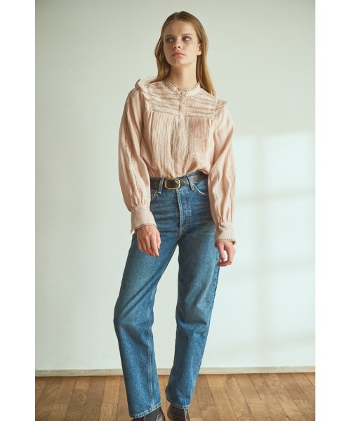 現行品 エステラケー Alila Blouse スタンドボーダーレースブラウス セール】Alila Blouse スタンドボーダーレースBL（シャツ