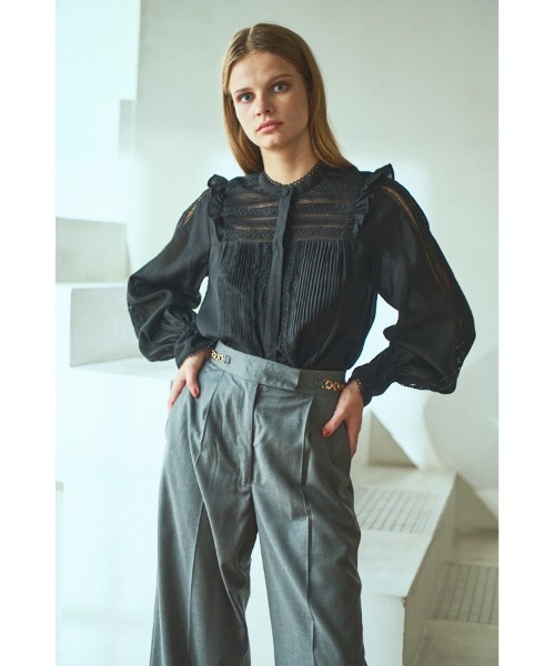 Estella.K(エステラケー)の「Alila Blouse スタンドボーダーレースBL(シャツ/ブラウス・レディース・ベージュ系/ホワイト/ブラック・FREE)」の20枚目の写真