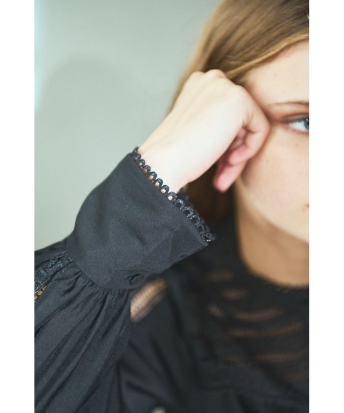 セール】Alila Blouse スタンドボーダーレースBL（シャツ