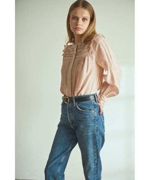現行品 エステラケー Alila Blouse スタンドボーダーレースブラウス セール】Alila Blouse スタンドボーダーレースBL（シャツ