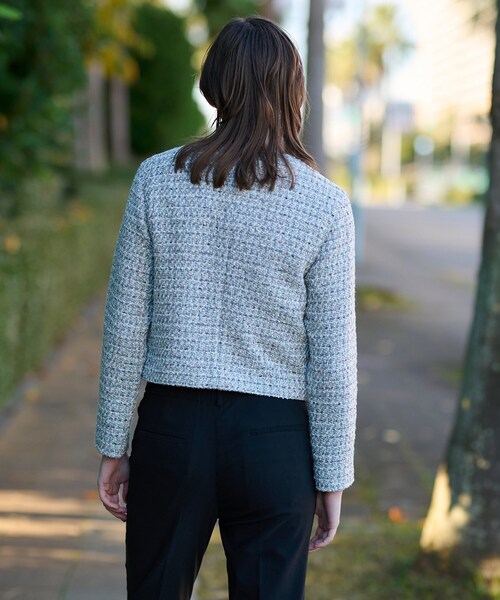 DRESSTERIOR（ドレステリア）の「【サスティナブル】サーキュリックＭＩＸツィードジャケット（ノーカラージャケット・レディース・ライトグレー系3・34/36/38）」の5枚目の写真