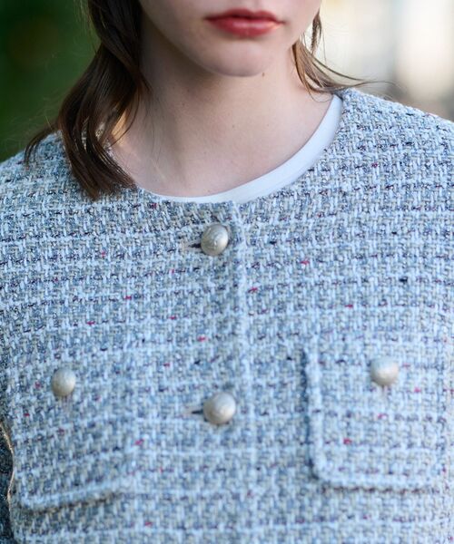 DRESSTERIOR（ドレステリア）の「【サスティナブル】サーキュリックＭＩＸツィードジャケット（ノーカラージャケット・レディース・ライトグレー系3・34/36/38）」の7枚目の写真