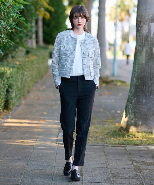 DRESSTERIOR（ドレステリア）の「【サスティナブル】サーキュリックＭＩＸツィードジャケット（ノーカラージャケット・レディース・ライトグレー系3・34/36/38）」の12枚目の写真