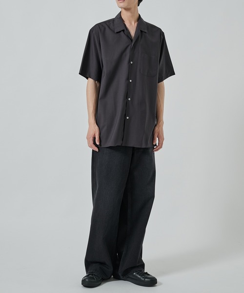 markaware（マーカウェア）の「WIDE LEG EASY PANTS（スラックス・メンズ・ブラック/ネイビー・2/1）」の3枚目の写真