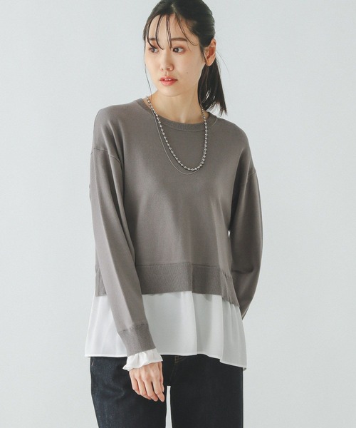 とんとんページ セール】布帛ドッキングプルオーバー/253303（ニット/セーター