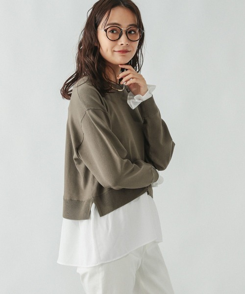 セール】布帛ドッキングプルオーバー/253303（ニット/セーター