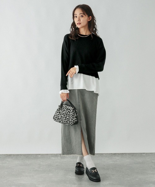 セール】布帛ドッキングプルオーバー/253303（ニット/セーター