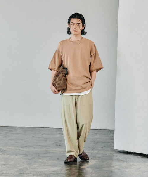 BAYFLOW（ベイフロー）の「【マシンウォッシャブル対応・毛玉軽減】フェードカラーレイヤードプルオーバー25SS（Tシャツ/カットソー・メンズ・ライトブルー/オレンジ/チャコールグレー/イエロー/ブルー/グレー・MEDIUM/LARGE）」の8枚目の写真