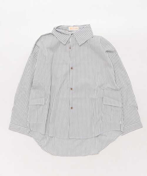 aimoha(アイモハ)の「【aimoha KIDS】キッズフラップポケット付きストライプシャツ(シャツ/ブラウス・キッズ・ライトグレー・120/150/140/130/110)」の11枚目の写真