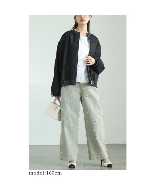 Sawa a la mode(サワアラモード)の「ライトオンスデニム襟付きビックブルゾン(ブルゾン・レディース・ブラック/ブルー・FREE)」の11枚目の写真