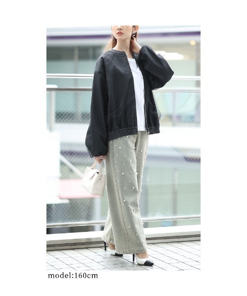 Sawa a la mode(サワアラモード)の「ライトオンスデニム襟付きビックブルゾン(ブルゾン・レディース・ブラック/ブルー・FREE)」の14枚目の写真