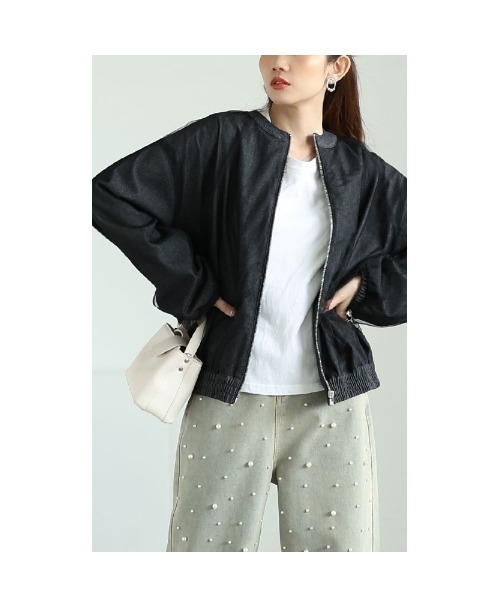 Sawa a la mode(サワアラモード)の「ライトオンスデニム襟付きビックブルゾン(ブルゾン・レディース・ブラック/ブルー・FREE)」の18枚目の写真