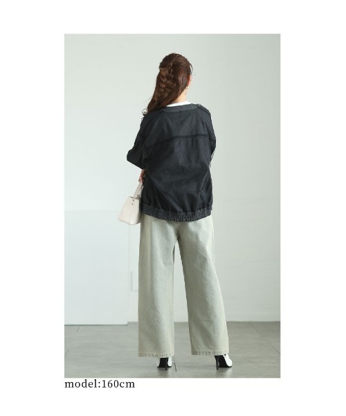 Sawa a la mode(サワアラモード)の「ライトオンスデニム襟付きビックブルゾン(ブルゾン・レディース・ブラック/ブルー・FREE)」の19枚目の写真