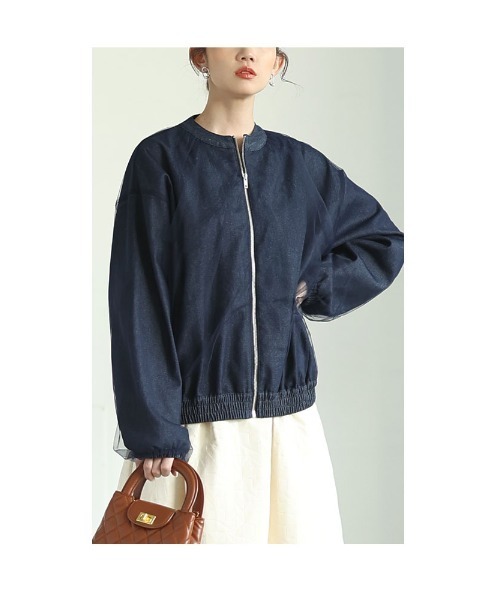 Sawa a la mode(サワアラモード)の「ライトオンスデニム襟付きビックブルゾン(ブルゾン・レディース・ブラック/ブルー・FREE)」の21枚目の写真