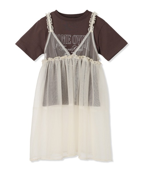 Piet（ピエット）の「【2点セット】カレッジロゴTシャツ×チュールビスチェワンピースセット（Tシャツ/カットソー・キッズ・オフホワイト/チャコールグレー・110/100/130/120）」の12枚目の写真