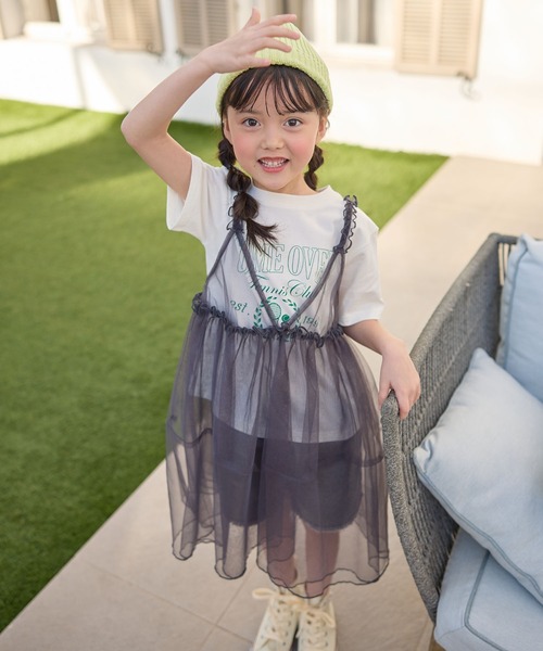 Piet（ピエット）の「【2点セット】カレッジロゴTシャツ×チュールビスチェワンピースセット（Tシャツ/カットソー・キッズ・オフホワイト/チャコールグレー・110/100/130/120）」の13枚目の写真