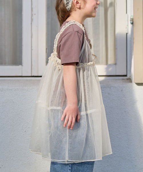 Piet（ピエット）の「【2点セット】カレッジロゴTシャツ×チュールビスチェワンピースセット（Tシャツ/カットソー・キッズ・オフホワイト/チャコールグレー・110/100/130/120）」の21枚目の写真