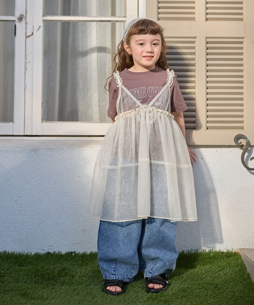 Piet（ピエット）の「【2点セット】カレッジロゴTシャツ×チュールビスチェワンピースセット（Tシャツ/カットソー・キッズ・オフホワイト/チャコールグレー・110/100/130/120）」の10枚目の写真