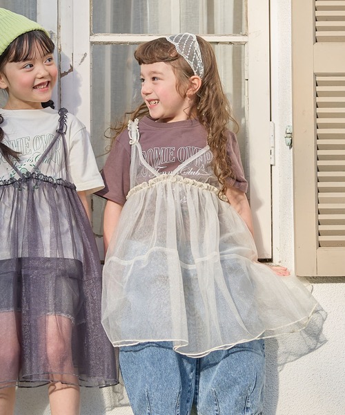 Piet（ピエット）の「【2点セット】カレッジロゴTシャツ×チュールビスチェワンピースセット（Tシャツ/カットソー・キッズ・オフホワイト/チャコールグレー・110/100/130/120）」の11枚目の写真