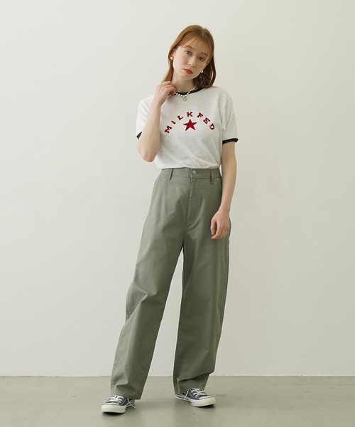 MILKFED.(ミルクフェド)の「LOGO AND STAR FLOCKY PRINT RINGER TEE(Tシャツ/カットソー・レディース・ホワイト/ブルー/グレー・M/S)」の5枚目の写真