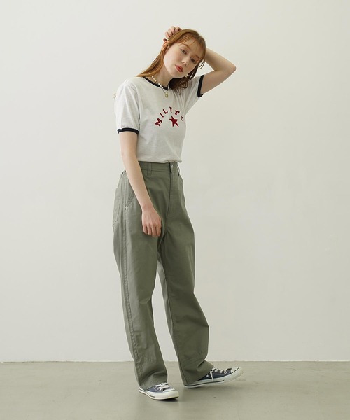 MILKFED.(ミルクフェド)の「LOGO AND STAR FLOCKY PRINT RINGER TEE(Tシャツ/カットソー・レディース・ホワイト/ブルー/グレー・M/S)」の6枚目の写真