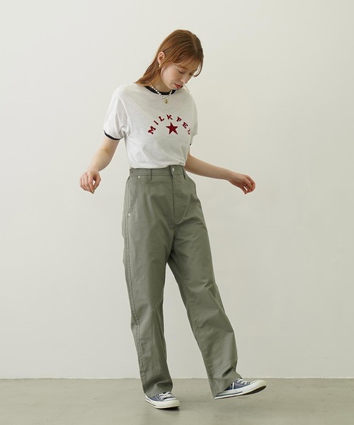 MILKFED.(ミルクフェド)の「LOGO AND STAR FLOCKY PRINT RINGER TEE(Tシャツ/カットソー・レディース・ホワイト/ブルー/グレー・M/S)」の7枚目の写真