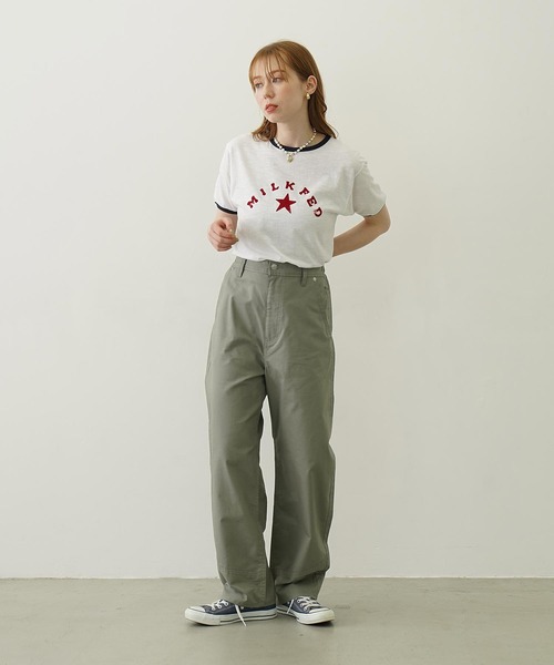MILKFED.(ミルクフェド)の「LOGO AND STAR FLOCKY PRINT RINGER TEE(Tシャツ/カットソー・レディース・ホワイト/ブルー/グレー・M/S)」の8枚目の写真