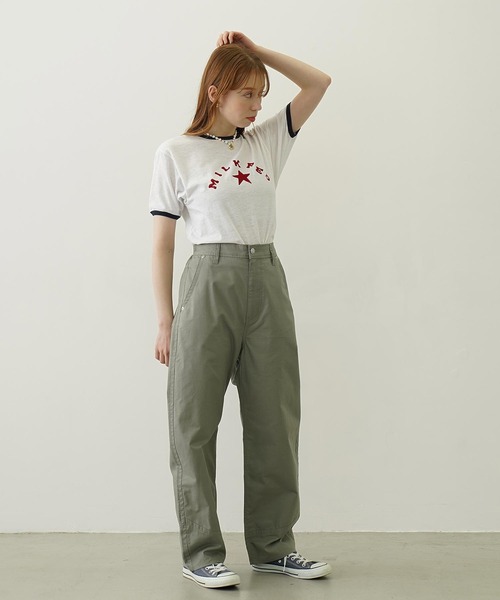 MILKFED.(ミルクフェド)の「LOGO AND STAR FLOCKY PRINT RINGER TEE(Tシャツ/カットソー・レディース・ホワイト/ブルー/グレー・M/S)」の9枚目の写真