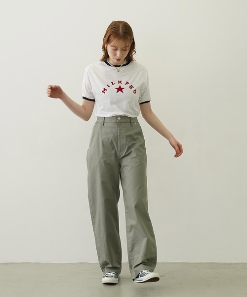 MILKFED.(ミルクフェド)の「LOGO AND STAR FLOCKY PRINT RINGER TEE(Tシャツ/カットソー・レディース・ホワイト/ブルー/グレー・M/S)」の10枚目の写真