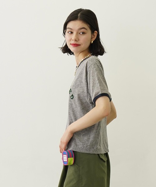 MILKFED.(ミルクフェド)の「LOGO AND STAR FLOCKY PRINT RINGER TEE(Tシャツ/カットソー・レディース・ホワイト/ブルー/グレー・M/S)」の14枚目の写真