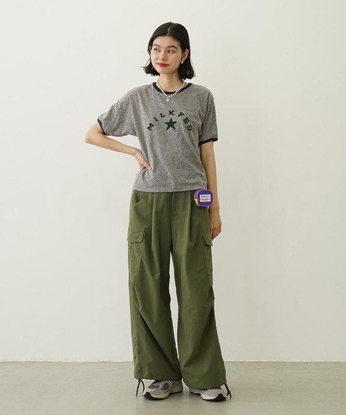 MILKFED.(ミルクフェド)の「LOGO AND STAR FLOCKY PRINT RINGER TEE(Tシャツ/カットソー・レディース・ホワイト/ブルー/グレー・M/S)」の19枚目の写真