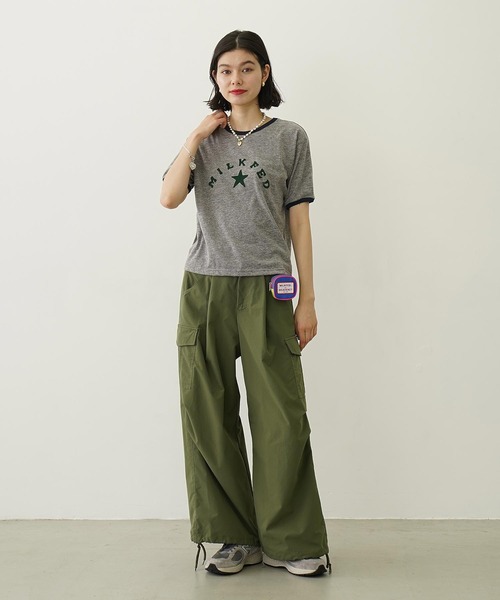 MILKFED.(ミルクフェド)の「LOGO AND STAR FLOCKY PRINT RINGER TEE(Tシャツ/カットソー・レディース・ホワイト/ブルー/グレー・M/S)」の20枚目の写真