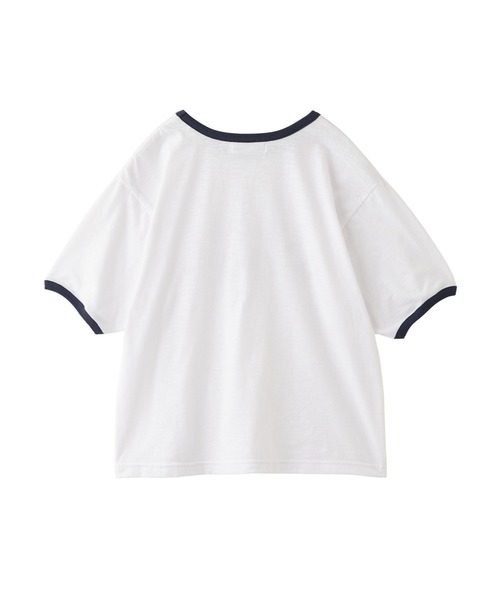 ミルクフェド レディース 半袖Tシャツ リンガーTシャツ トップス おすすめ ブランド | MILKFED. LOGO AND STAR FLOCKY PRINT RINGER TEE【103252013003】 爆買 MILKFED. tシャツ LOGO AND STAR FLOCKY PRINT RINGER TEE