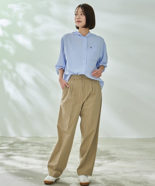 Arnold Palmer（アーノルドパーマー）の「ランダム シワ加工 シャツパーカー（シャツ/ブラウス・レディース・ホワイト/ライトブルー/ネイビー・L/M/S）」の21枚目の写真