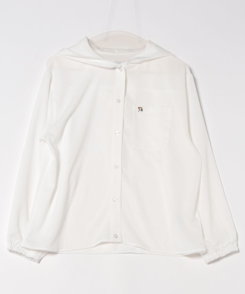 Arnold Palmer（アーノルドパーマー）の「ランダム シワ加工 シャツパーカー（シャツ/ブラウス・レディース・ホワイト/ライトブルー/ネイビー・L/M/S）」の14枚目の写真
