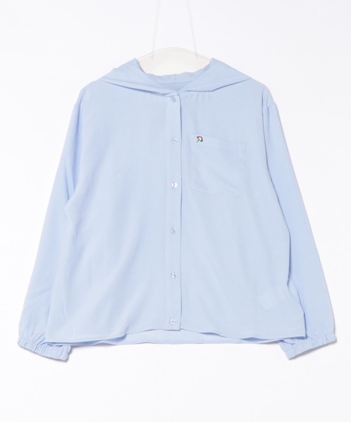 Arnold Palmer（アーノルドパーマー）の「ランダム シワ加工 シャツパーカー（シャツ/ブラウス・レディース・ホワイト/ライトブルー/ネイビー・L/M/S）」の16枚目の写真