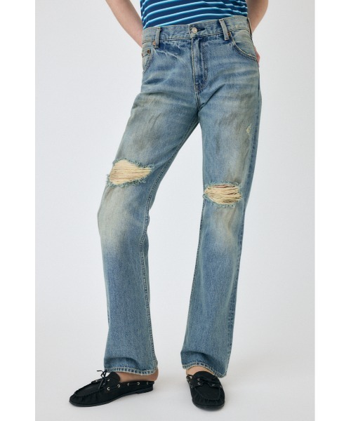 MOUSSY(マウジー)の「BRUSHED STRAIGHT FLARE(デニムパンツ・レディース・ライトブルー・0/1/2)」の3枚目の写真