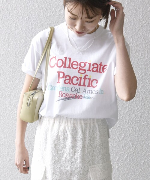 SHIPS any(シップス エニィ)の「【SHIPS any別注】Collegiate Pacific:〈洗濯機可能〉V ガゼット プリント & 刺繍 Tシャツ 25SS(Tシャツ/カットソー・レディース・ホワイト/ライトグレー/ライトグレー系/チャコールグレー・ONE SIZE)」の8枚目の写真