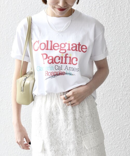 SHIPS any(シップス エニィ)の「【SHIPS any別注】Collegiate Pacific:〈洗濯機可能〉V ガゼット プリント & 刺繍 Tシャツ 25SS(Tシャツ/カットソー・レディース・ホワイト/ライトグレー/ライトグレー系/チャコールグレー・ONE SIZE)」の14枚目の写真