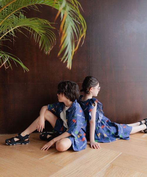 BAYFLOW（ベイフロー）の「[ポケット付き☆]リゾート柄ワンピース(KIDS)（ワンピース・キッズ・ブラック/ネイビー/ブラウン・110cm/120cm/130cm/140cm/150cm）」の6枚目の写真