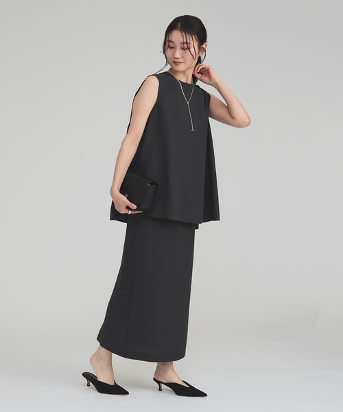 Demi-Luxe BEAMS（デミルクス ビームス）の「【ビームスの百名品】ジョーゼット Iライン スカート［手洗い可］（スカート・レディース・ネイビー/チャコールグレー・36/38）」の4枚目の写真