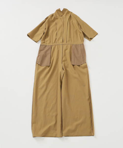 スローブイエナ　ハーフスリーブオールインワン　ベージュ38　新品タグ付き SLOBE IENA オールインワン ハーフスリーブオールインワン