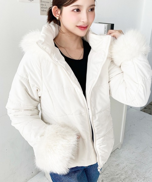 セール】ベルト付きフードファーダウンジャケット（ダウンジャケット