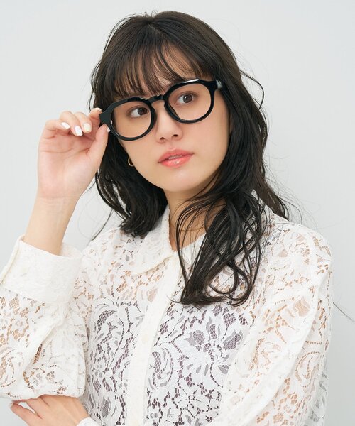 ブラックボストン型ファッションメガネ Zoff 伊達メガネ メガネ 眼鏡 ボストン型 メガネ｜黒縁フレーム