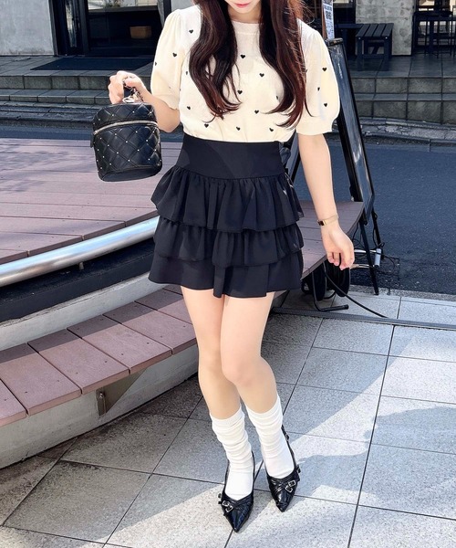 INGNI(イング)の「クルーネックハート刺繍ニット(ニット/セーター・レディース・ホワイト×ブラック/ブラック×ホワイト/ベージュ系2/ピンク系2・M)」の10枚目の写真