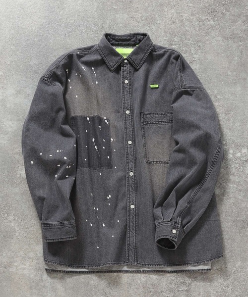 GEORGE'S(ジョージズ)の「ペイントデニムシャツ(シャツ/ブラウス・メンズ・ブラック/スカイブルー・LARGE/MEDIUM)」の1枚目の写真