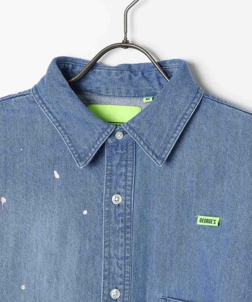 GEORGE'S(ジョージズ)の「ペイントデニムシャツ(シャツ/ブラウス・メンズ・ブラック/スカイブルー・LARGE/MEDIUM)」の6枚目の写真