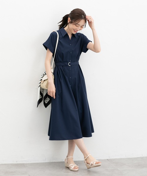 Honeys（ハニーズ）の「ウエストタックワンピース（ワンピース・レディース・ブルー系その他3/ブラック系その他/ネイビー/モカ・L/LL/M/S/3L）」の6枚目の写真