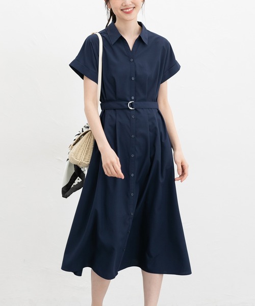 Honeys（ハニーズ）の「ウエストタックワンピース（ワンピース・レディース・ブルー系その他3/ブラック系その他/ネイビー/モカ・L/LL/M/S/3L）」の7枚目の写真